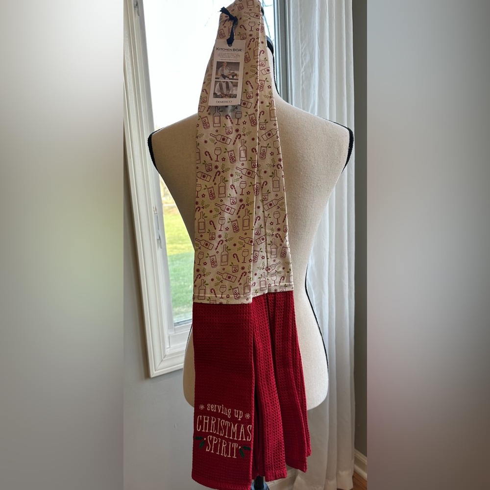 Demdaco Kitchen Boa “serving up Christmas spirit” Red